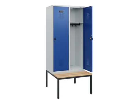 locker met bank,HxBxD 1950x800x815mm,2vak,vak B 400mm,draaigrendel