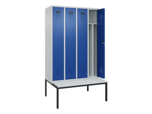 locker met bank,voor scheiding van kleding,HxBxD 2120x1200x815mm,4vak