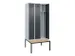 locker met bank,voor scheiding van kleding,HxBxD 2120x900x815mm,3vak