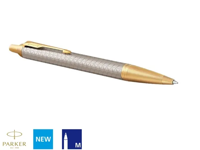 Balpen Parker IM Premium Warm Silver GT Medium Blauwe inkt