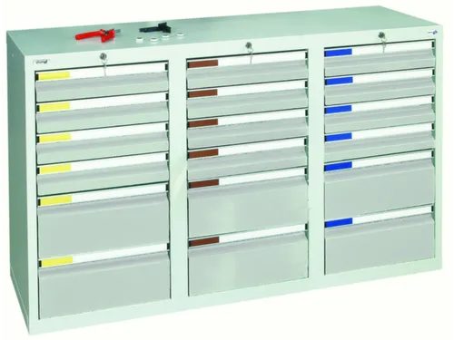 ladekast HxBxD 900x1500x500mm 18laden vergrendeling RAL7035