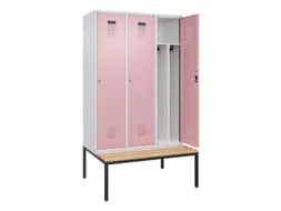 locker met bank,voor scheiding van kleding,HxBxD 2120x1200x815mm,3vak