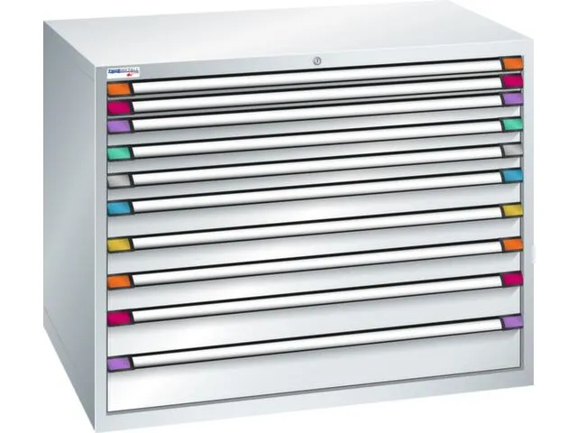 ladekast HxBxD 1000x1205x695mm 10laden RAL7035 front RAL7035