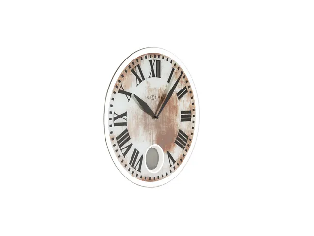 Wandklok Nextime Dia. 43cmx4.2cm Glas Wit 'romana' Romeinse cijfers