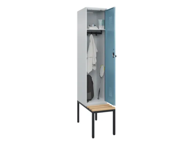 locker met bank,HxBxD 2120x400x815mm,1vak,vak B 400mm,draaigrendel