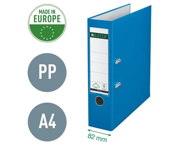 Classeur à levier Leitz 1010 A4 80mm PP bleu clair