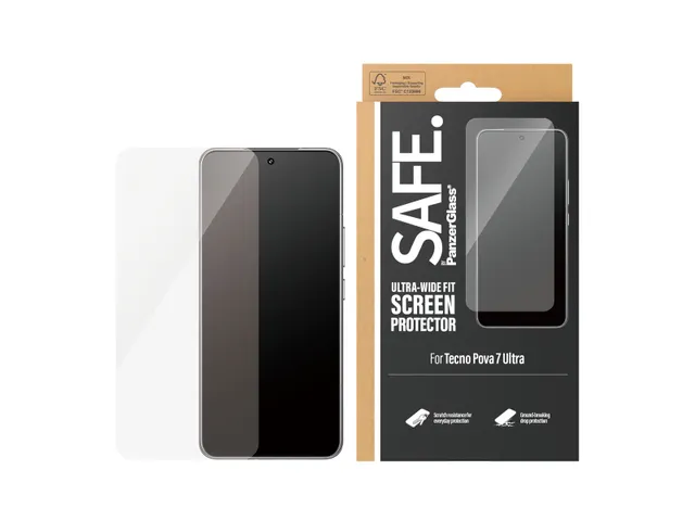 PanzerGlass SAFE. by Screen Protector w. Black Frame Tecno Pova 7 U