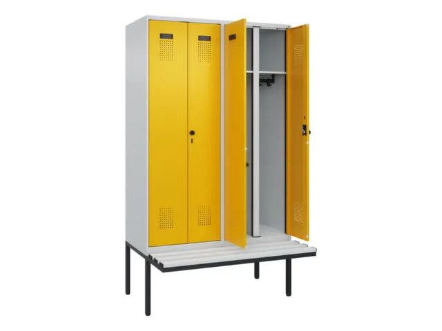locker met bank,voor scheiding van kleding,HxBxD 2120x1200x815mm,4vak