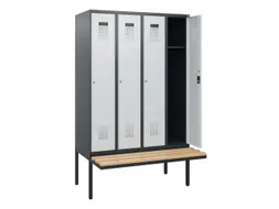 locker met bank,HxBxD 1950x1200x815mm,4vak,vak B 300mm,cilinderslot