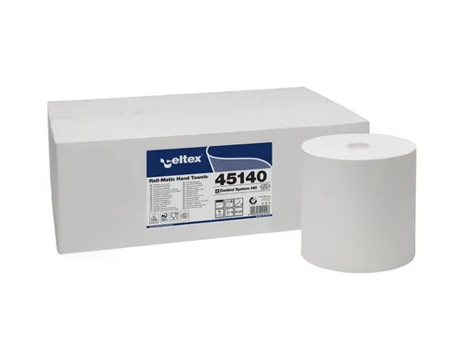 Handdoekrol Celtex Megamini E-Control 2-laags wit 140 meter doos a 6 r