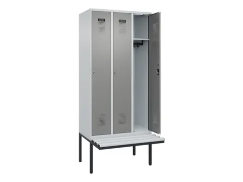 locker met bank,HxBxD 2120x900x815mm,3vak,vak B 300mm,cilinderslot