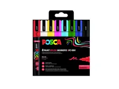 Paintmarker Uni POSCA PC-5BR brushpunt M assorti 8st