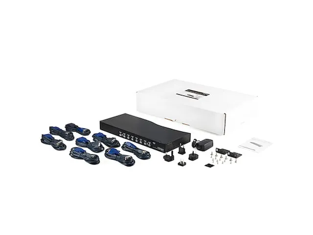 8-poort 1U-Rack USB KVM-switch met OSD en Bekabeling