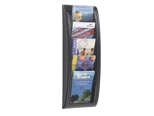 Porte-brochures mural Quick Fit 5 compartiments A5 Noir