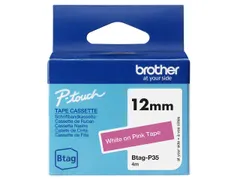 Brother BTAG-P35 labelprinter tape Wit op roze