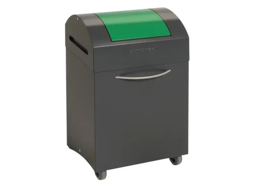 Afvalbak 45 Liter 650x380x320mm Plaatstaal 2 Wielen Klep Groen