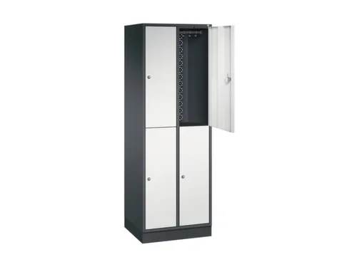 Dubbeldekse garderobekast,RAL 7021/RAL 7035,HxBxD 1950x620x500mm