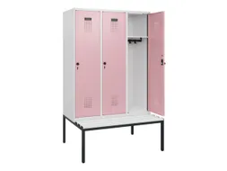 locker met bank,HxBxD 1950x1200x815mm,3vak,vak B 400mm,draaigrendel