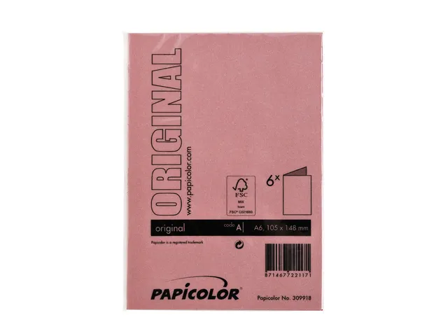 Correspondentiekaart Papicolor dubbel 105x148mm rood pak à 6 stuks