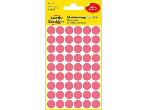 etiket Zweckform 12mm rond 5 vel a 54 etiketjes lichtrood