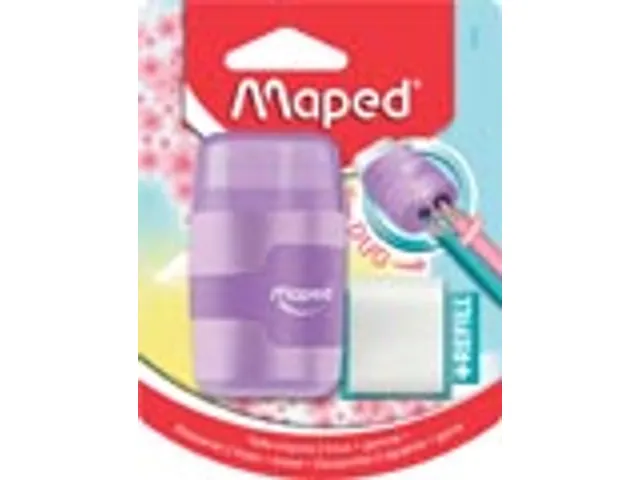 potloodslijper + gom Connect Soft Touch assorti pastelkleuren, op blis