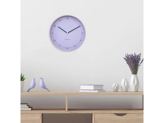 Wandklok NeXtime Berlin L 40cm lavendel aluminium