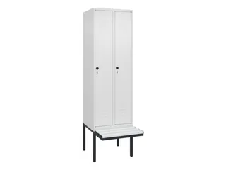 locker met bank,HxBxD 2120x600x815mm,2vak,vak B 300mm,draaigrendel - 1