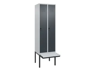 locker met bank,HxBxD 2120x600x815mm,2vak,vak B 300mm,draaigrendel - 1