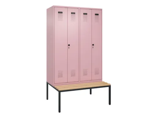 locker met bank,voor scheiding van kleding,HxBxD 2120x1200x815mm,4vak