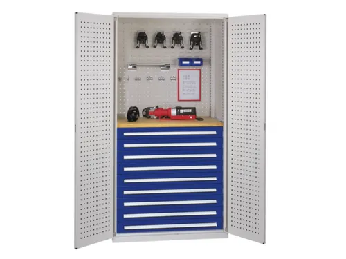 werkplaatskast,HxBxD 1950x1000x600mm,0xStalen bodem,9lade(n),RAL5010