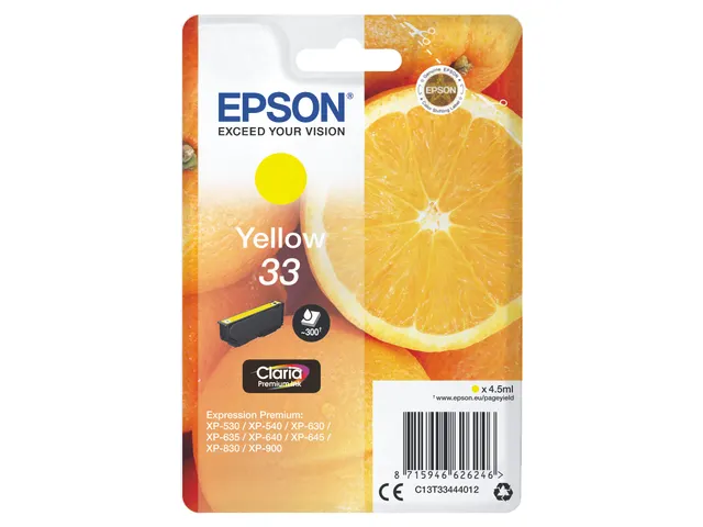 Singlepack Yellow 33 Claria Premium Ink