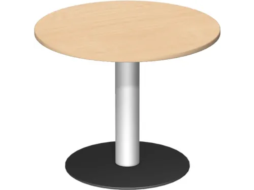vergadertafel,HxØ 720x900mm,rond,schotelvoet RAL9006,blad beuken