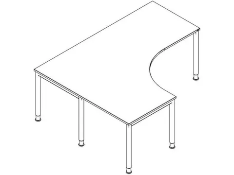 Bureau in vrije vorm 2000x1600mm Links ronde poot Alu, Kersen