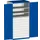 systeemkast 2000x1050x650mm 3xStalen bodem 9laden Ral7035 Ral5010