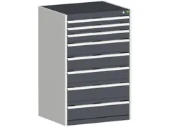 ladekast 1200x800x650mm 8laden zware lasten RAL7035 front RAL7016