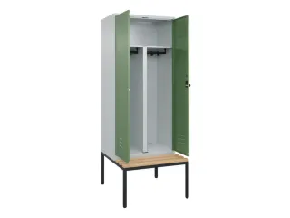 PBM-locker met bank,HxBxD 2120x800x815mm,2vak,vak B 400mm,draaigrendel - 2