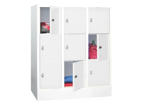 lockerkast,HxBxD 1187x900x500mm,3x3vakken,RAL7035,front RAL7016