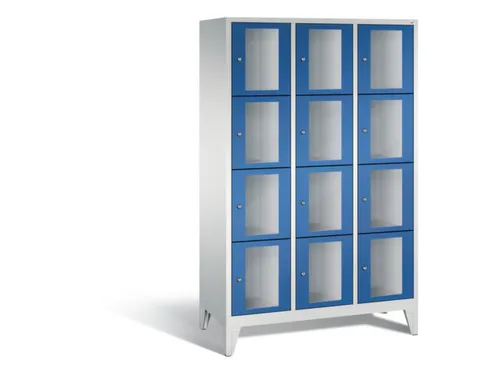 Lockerkast 1850x1200x500mm 3x4 vakken Cilinderslot Poten, RAL5010