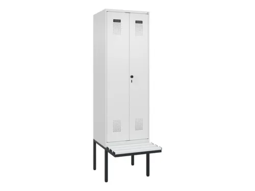 PBM-locker met bank,HxBxD 2120x600x815mm,2vak,vak B 300mm,draaigrendel