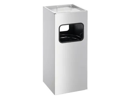 Metalen Afvalbak 17 Liter Met Asbak Metaal Zilver