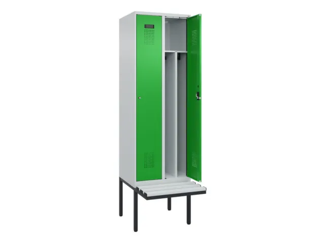 locker met bank,voor scheiding van kleding,HxBxD 2120x600x815mm,2vak