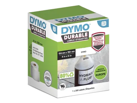 Etiket Dymo 1933086 industrieel 104x159mm 1 rol á 200 stuks wit