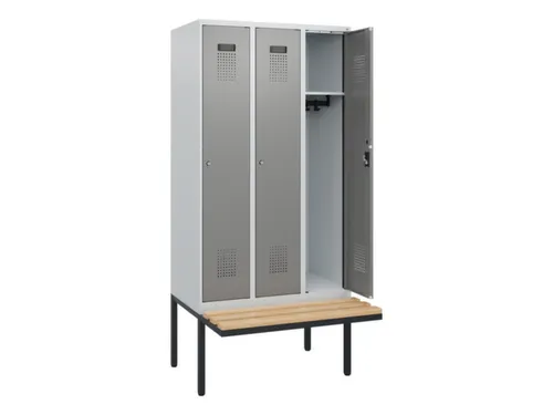 locker met bank,HxBxD 1950x900x815mm,3vak,vak B 300mm,cilinderslot