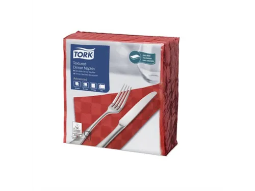 Textured Dinnerservet 38x39cm 2-laags rood 1/4 vouw doos 900 stuks