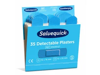 Salvequick Blue Detectable, 35 pleisters op kaart (72x19mm en 72x25mm) - 1