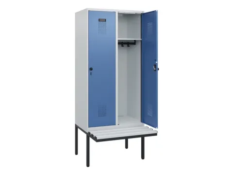 locker met bank,HxBxD 1950x800x815mm,2vak,vak B 400mm,draaigrendel