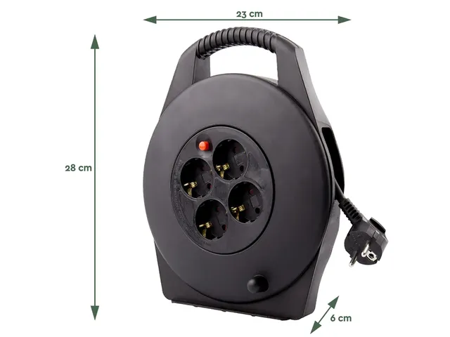 Kabelhaspel BRASQ 4 voudig 15 meter zwart