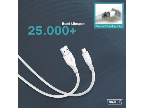 USB-C siliconen oplaadkabel USB-A USB-C 1m USB 2.0 60W wit