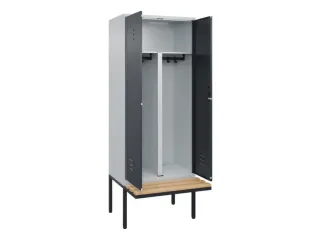 PBM-locker met bank,HxBxD 2120x800x815mm,2vak,vak B 400mm,cil.-slot - 2