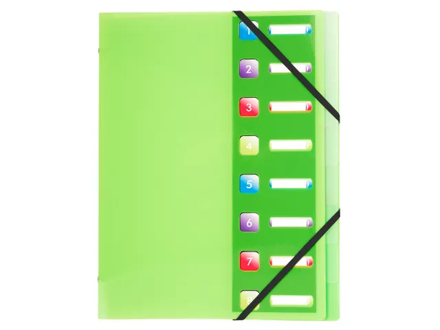 Sorteermap PP CRYSTAL 8 vak ass